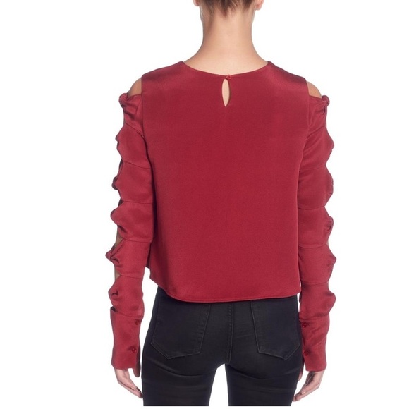 CATHERINE MALANDRINO cut-out black silk long sleeve Blouse Sz.XS - Picture 2 of 12